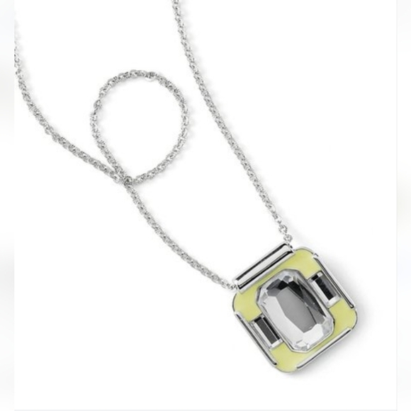 NWT Lia Sophia "Portal" yellow silver and cut crystal necklace - Picture 1 of 10